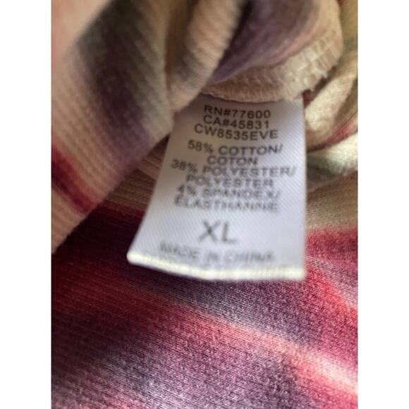 CHASER Womens/Teen Thermal Tie Dye Quarter Zip Size XL zip Henley Ribbed - Picture 6 of 6